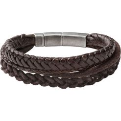 Fossil - Bransoletka skórzana. Pomarańczowe bransoletki męskie Fossil, ze stali. Za 239,90 zł.