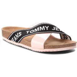 Klapki damskie: Klapki TOMMY JEANS – Flat Cor EN0EN00322 Rose Cloud 646