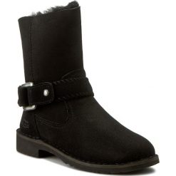 Botki UGG - W Cedric 1012360 W/Blk. Czarne buty zimowe damskie marki Ugg, ze skóry, na obcasie. W wyprzedaży za 519,00 zł.