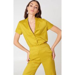 Koszule body: NA-KD Żakardowa koszula z krótkim rękawem – Yellow