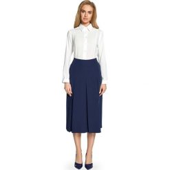 Spódnica Midi z Kontrafałdami – Granatowa. Niebieskie spódniczki damskie Molly.pl, do pracy, s, bez wzorów, eleganckie, długie, midi. Za 99,90 zł.