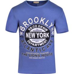 Koszulka męska t-shirt z nadrukiem niebieska Recea. Niebieskie koszulki męskie Recea, m, z nadrukiem, z bawełny, bez kołnierzyka. W wyprzedaży za 9,99 zł.