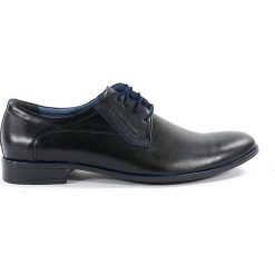 PÓŁBUTY WIZYTOWE MOR QOM80 CZ/GR. Buty wizytowe męskie MOREK, bez wzorów, ze skóry, wizytowe, bez zapięcia. Za 159,00 zł.