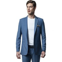Marynarka silema niebieski slim fit. Niebieskie marynarki męskie Recman, m, bez wzorów. Za 649,00 zł.