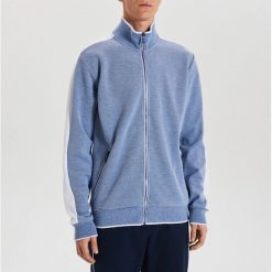 Rozpinana bluza typu track jacket - Niebieski. Niebieskie bluzy męskie Cropp, s, bez wzorów, bez kołnierzyka, bez rękawów, bez kaptura. W wyprzedaży za 49,99 zł.