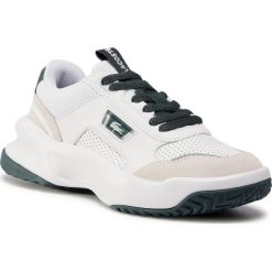 Sneakersy LACOSTE - Ace Lift 0120 2 Sfa 7-40SFA00211R5 Wht/Dk Grn. Białe półbuty damskie Lacoste, bez wzorów, z zamszu, bez obcasa, na płaskiej podeszwie, bez zapięcia. Za 549,00 zł.