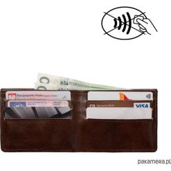 Skórzany męski portfel SLIM z blokadą RFID. Pomarańczowe portfele męskie marki Pakamera, ze skóry. Za 190,00 zł.