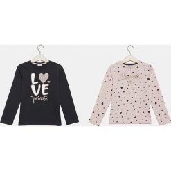 Blukids - Longsleeve dziecięcy 98-134 cm (2-pack). Szare bluzki dziewczęce Blukids, z nadrukiem, z bawełny, z okrągłym kołnierzem, z długim rękawem, długie, bez kaptura. Za 39,90 zł.