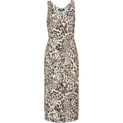 Sukienka midi z wiskozy bonprix w cętki leoparda. Pomarańczowe sukienki damskie bonprix, bez wzorów, z wiskozy, bez kołnierzyka, bez rękawów, midi, plisowane. Za 129,99 zł.