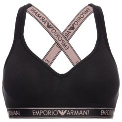 Biustonosz top Emporio Armani Underwear 163995 9A317 00020. Czarne biustonosze Emporio Armani Underwear, bez wzorów, z elastanu. W wyprzedaży za 159,00 zł.