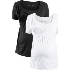 Shirt ciążowy i do karmienia bonprix czarno-biały. Czarne koszulki damskie bonprix, bez wzorów, bez kołnierzyka, bez rękawów. Za 99,98 zł.
