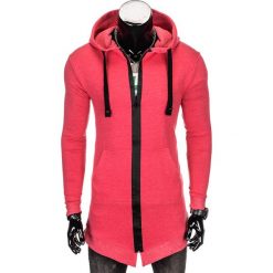 Bluzy męskie: BLUZA MĘSKA ROZPINANA Z KAPTUREM B763 - CZERWONA