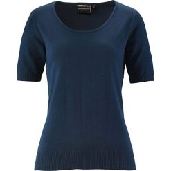Sweter, krótki rękaw bonprix ciemnoniebieski. Niebieskie swetry damskie bonprix, bez wzorów, z krótkim rękawem, krótkie, bez kaptura. Za 44,99 zł.