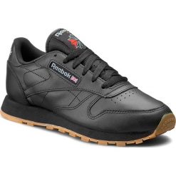 Buty Reebok - Cl Lthr 49804 Black/Gum. Czarne półbuty damskie Reebok, na co dzień, bez wzorów, ze skóry, bez obcasa, na płaskiej podeszwie, bez zapięcia. W wyprzedaży za 229,00 zł.