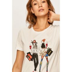 Answear - T-shirt. Białe bluzki damskie ANSWEAR, s, z aplikacjami, z bawełny, casualowe, z okrągłym kołnierzem. Za 59,90 zł.