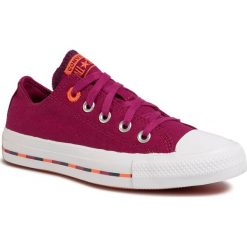 Trampki CONVERSE - Ctas Ox 566720C Rose Maroon/Vermillion Red. Fioletowe półbuty damskie Converse, bez wzorów, z gumy, bez zapięcia. Za 299,00 zł.