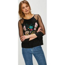 Desigual - Bluzka. Czarne bluzki damskie Desigual, na co dzień, s, z nadrukiem, z elastanu, casualowe, z okrągłym kołnierzem, bez rękawów. W wyprzedaży za 249,90 zł.