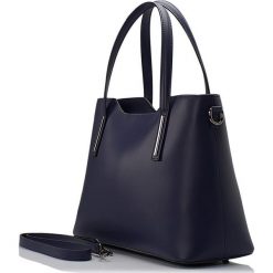 Torebki klasyczne damskie: Skórzana torebka w kolorze granatowym – 37 x 27 x 16 cm