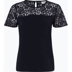 Vila - T-shirt damski – Vilaia, niebieski. Niebieskie t-shirty damskie Vila, w koronkowe wzory, z szyfonu, bez kołnierzyka. Za 89,95 zł.