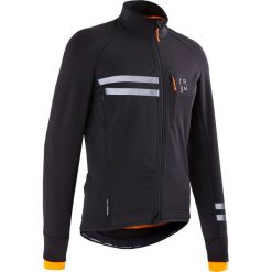 Kurtka zimowa na rower RC500 męska. Czarne kurtki męskie TRIBAN, na zimę, s, bez wzorów, z elastanu, bez kaptura, rowerowe. Za 229,99 zł.