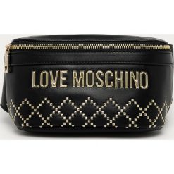 Love Moschino - Nerka. Czarne nerki damskie Love Moschino, w paski, ze skóry ekologicznej, z aplikacjami. Za 589,90 zł.