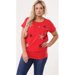 Czerwona Tunika Knowingly. Czerwone tuniki damskie marki Born2be, xl, z aplikacjami, z okrągłym kołnierzem, z krótkim rękawem. Za 49,99 zł.