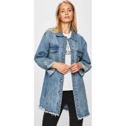 Answear - Kurtka jeansowa. Niebieskie kurtki damskie ANSWEAR, s, bez wzorów, z bawełny, długie. W wyprzedaży za 149,90 zł.
