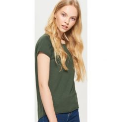 T-shirty damskie: Gładka koszulka basic - Khaki