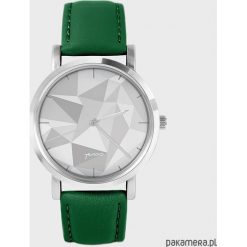 Zegarki damskie: Zegarek – Geometric, szary – zielony, skórzany