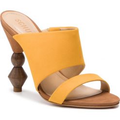 Klapki SCHUTZ - S 20618 0003 0001 U Mary Gold. Żółte klapki damskie Schutz, bez wzorów, ze skóry, bez obcasa, na obcasie. W wyprzedaży za 409,00 zł.