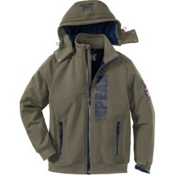 Kurtka softshell Regular Fit bonprix ciemnooliwkowy. Zielone kurtki softshell męskie bonprix, m, z materiału. Za 179,99 zł.