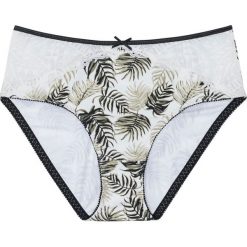 Figi maxi bonprix ecru z nadrukiem. Białe majtki damskie bonprix, z koronki. Za 37,99 zł.