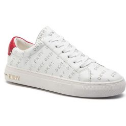 Sneakersy DKNY - Court K1944665 White. Białe półbuty damskie DKNY, bez wzorów, ze skóry, bez obcasa, na płaskiej podeszwie, bez zapięcia. Za 599,00 zł.
