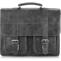 Skórzana teczka torba męska vintage szara PAOLO PERUZZI GA318 - Szary. Szare torby męskie skórzane Paolo Peruzzi, w paski, vintage. Za 449,99 zł.