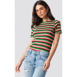 T-shirty damskie: NA-KD Trend T-shirt w paski - Green