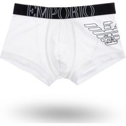 BOKSERKI EMPORIO ARMANI. Białe bokserki męskie z nadrukiem, z elastanu. Za 129,00 zł.