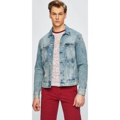 Calvin Klein Jeans - Kurtka jeansowa. Niebieskie płaszcze męskie Calvin Klein Jeans, m, bez wzorów, z elastanu, krótkie, bez kaptura. W wyprzedaży za 269,90 zł.
