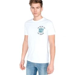 Jack & Jones Newmark Koszulka Biały. Białe podkoszulki męskie Jack & Jones, l, z nadrukiem, z bawełny, z krótkim rękawem. Za 66,95 zł.
