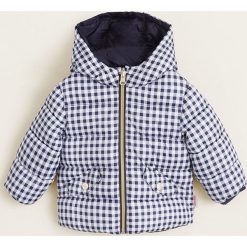 Mango Kids - Kurtka dziecięca 80-104 cm. Niebieskie kurtki dziewczęce Mango Kids, bez wzorów, z poliesteru, krótkie, z kapturem. Za 99,90 zł.