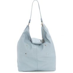 Shopper bag damskie: Skórzana torebka w kolorze błękitnym – 15 x 55 x 30 cm