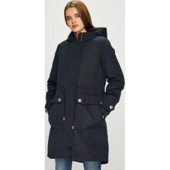 Tommy Hilfiger - Parka. Niebieskie kurtki damskie TOMMY HILFIGER, s, bez wzorów, z bawełny, długie, z kapturem. W wyprzedaży za 999,90 zł.