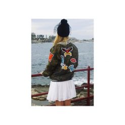 Kurtka ROCKABILLY PATCH moro. Zielone kurtki damskie Missspark, m, z haftami, z bawełny, bez kaptura. Za 469,00 zł.