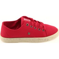 Balerinki espadryle buty damskie czerwone Big star 274424. Czerwone baleriny damskie BIG STAR, bez wzorów, z bawełny, bez obcasa, na płaskiej podeszwie. W wyprzedaży za 89,00 zł.