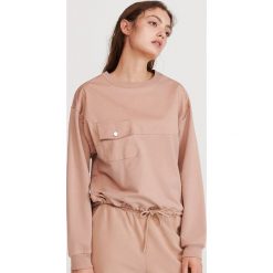 Bluza z kieszonką - Beżowy. Brązowe bluzy damskie Reserved, s, bez wzorów, bez rękawów, bez kaptura. Za 89,99 zł.