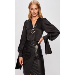 Pinko - Bluzka. Czarne bluzki damskie Pinko, bez wzorów, z elastanu, z włoskim kołnierzykiem, z długim rękawem. Za 1199,00 zł.