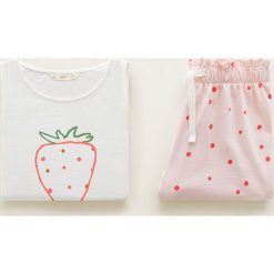 Mango Kids - Piżama dziecięca Yummy 110-164 cm. Białe piżamy dziewczęce Mango Kids, z nadrukiem, z bawełny, bez rękawów. Za 69,90 zł.