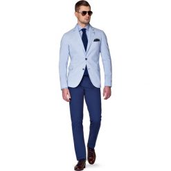 Marynarka Błękitna National 2. Niebieskie marynarki męskie marki LANCERTO, m, w kolorowe wzory, z bawełny, eleganckie. W wyprzedaży za 299,90 zł.