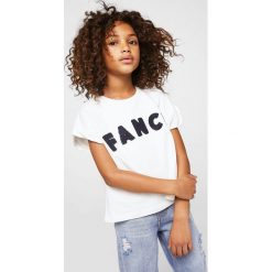 Mango Kids - Top dziecięcy Fancy 110-164 cm. Szare bluzki dziewczęce marki Mango Kids, z nadrukiem, z bawełny, z okrągłym kołnierzem. Za 59,90 zł.