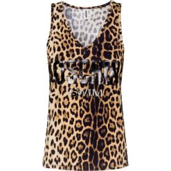 Top MOSCHINO UNDERWEAR. Szare bluzki damskie Moschino Underwear, z napisami, z bawełny, bez kołnierzyka. Za 480,00 zł.