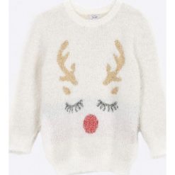 Blukids - Sweter dziecięcy 98-128 cm. Szare swetry dziewczęce marki Blukids, z dzianiny, z okrągłym kołnierzem. W wyprzedaży za 69,90 zł.